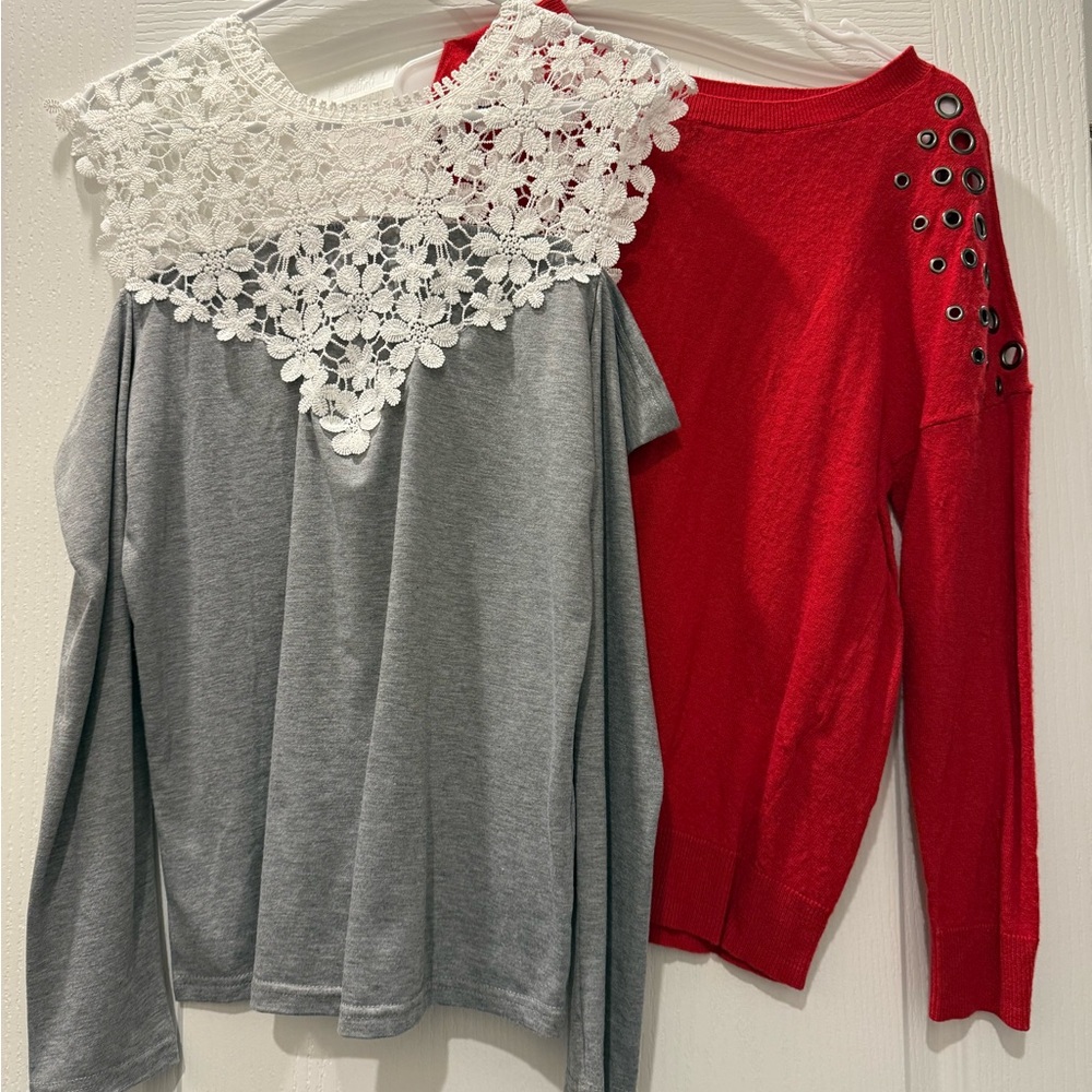 Peek-o-Boo Shoulder Sweater and Shirt